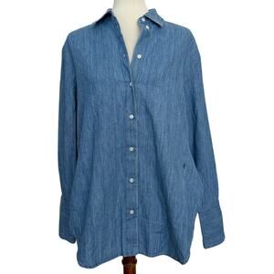 Another Tomorrow Chambray Oversized Button Up Shirt